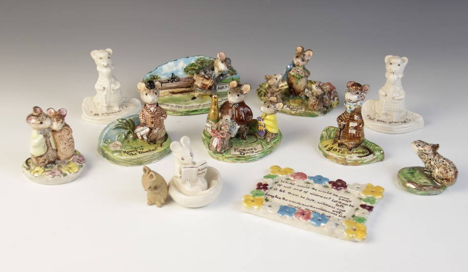 Eleven originbal Kitty MacBride figural mice groups