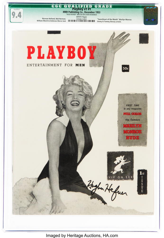 Playboy 1 with Marilyn Monroe signed Hugh Hefner