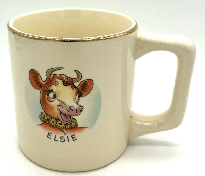 Vintage 1950 The Borden Co Elsie Cow Coffee Mug Cup