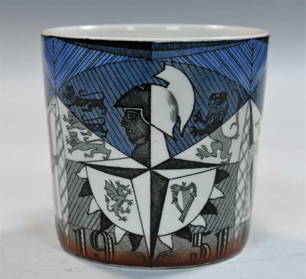 A Festival of Britain mug 1951 printed factory marks and hand painted C-6446 B to the underside
