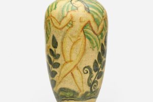 Rene Buthaud Vase featuring painted stylised women and vegtation