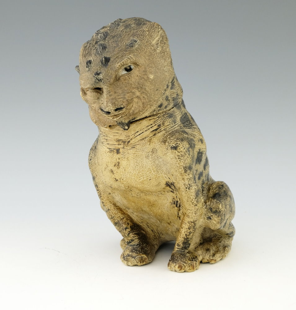 Robert Wallace Martin for Martin Brothers a grotesque sculptural stoneware jar and cover 1884 modelled as a dog like creature