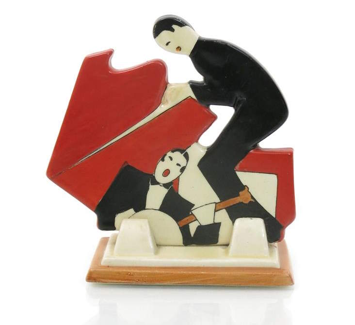 Age of Jazz Clarice Cliff Bizarre model no 436 modelled as a Jazz piano player and a banjo player