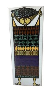 Stig Lindberg Gustavsberg Sweden Karneval vase with Woman and Fish Motif