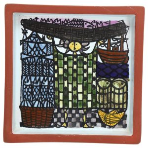 Stig Lindberg for Gustavsberg a square ceramic Karneval pattern dish