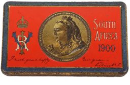 Boer War Queen Victoria Christmas Tin with Contents superb example of the tin chocolates by Rowntree