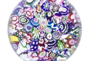 An exceptionally rare signed Clichy scrambled millefiori paperweightc 1850