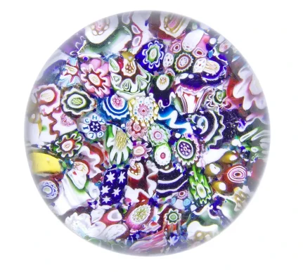 An exceptionally rare signed Clichy scrambled millefiori paperweightc 1850
