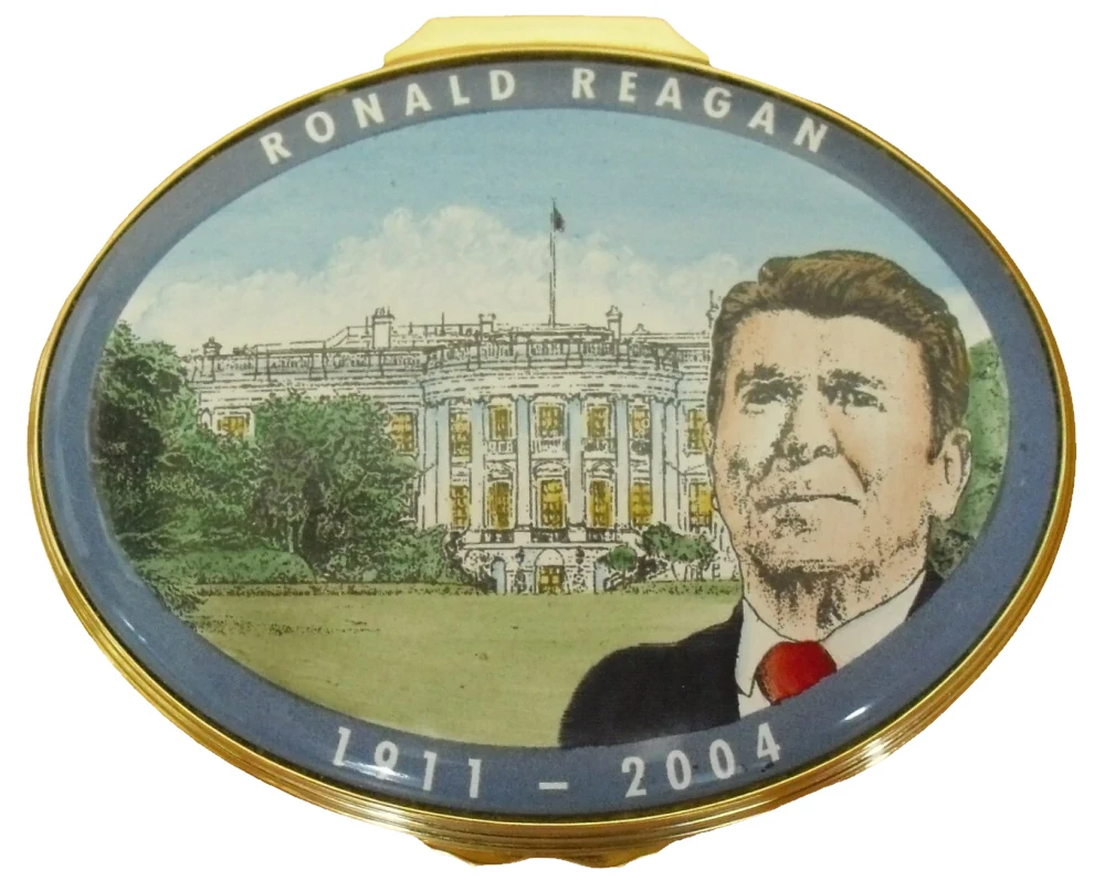 Halcyon Days Life of Ronald Reagan Enamel Box