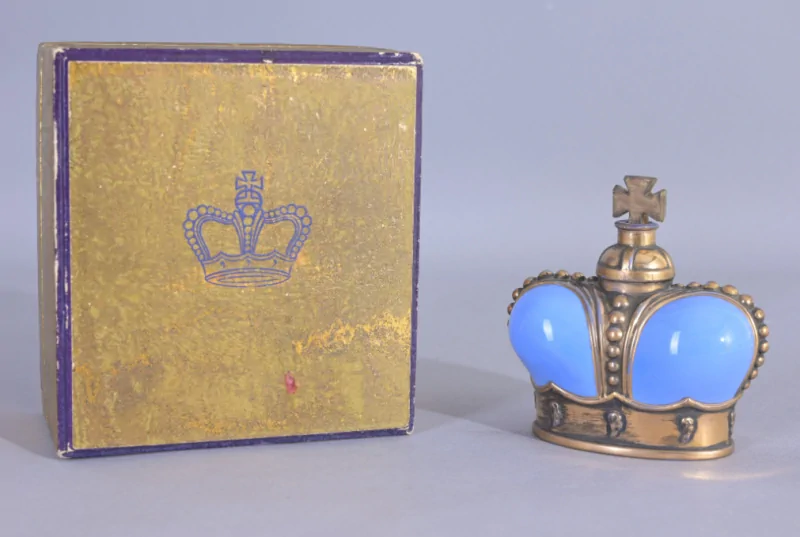 Prince Matchabelli large crown blue bottle in gold box with velvet lining